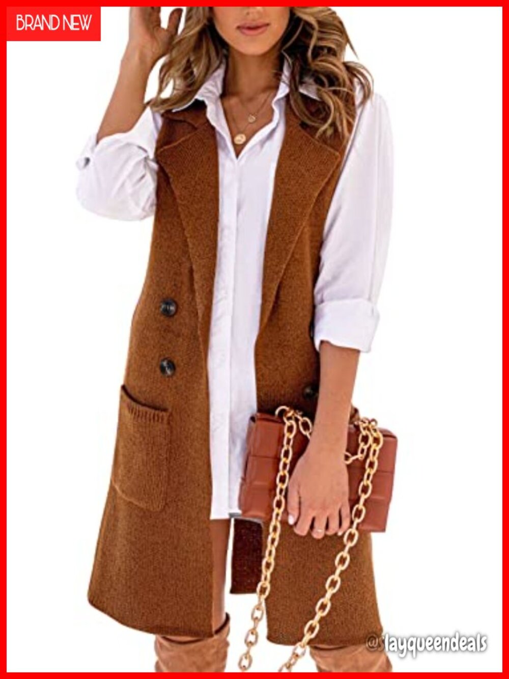 Womens Open Front Button Down Lapel Collar Long Sleeve Cardigan Vest Loose Fit